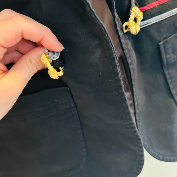 Elevenses First Mate Blazer Womens Size 8 Navy Anthropologie Nautical Military - Picture 3 of 13